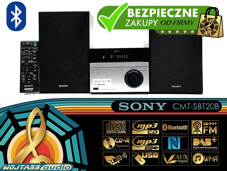 Mini wieża Hi-Fi SONY CMT-SBT20B Bluetooth Mp3 WMA USB CD CD-MP3 AUX
