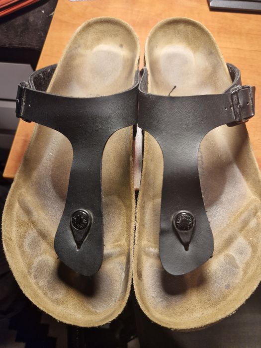 Birkenstock Gizeh Leather Black 44 - skóra naturalna, stan bardzo dobr
