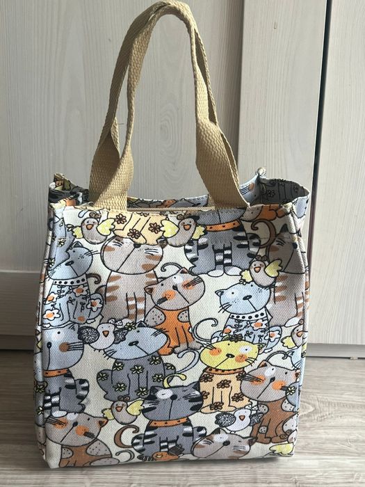 Praktyczna torba materiałowa z motywem kotów
