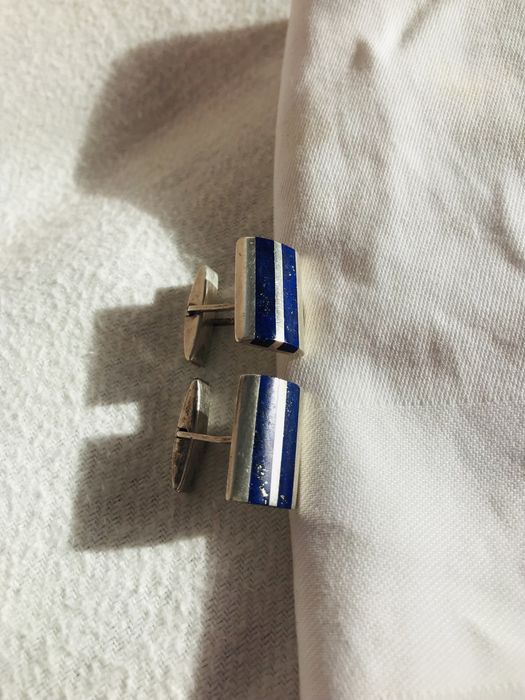 Srebrne spinki z lapis lazuri