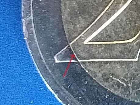 Moeda 2 Euros com Defeito