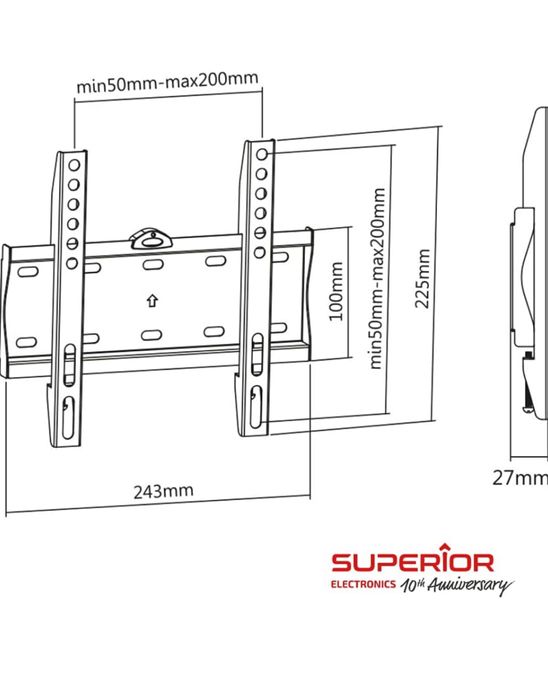 Uchwyt Ścienny do Tv, Czarny, 23"-42"