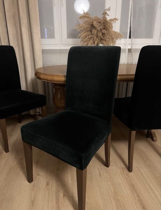 Nowe czarne welurowe uniwersalne elastyczne loftowe glamour 4 szt