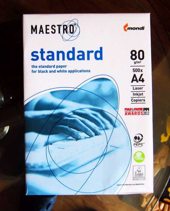Бумага офисная Maestro Standart А4 80 г/м2 500 листов, белая.