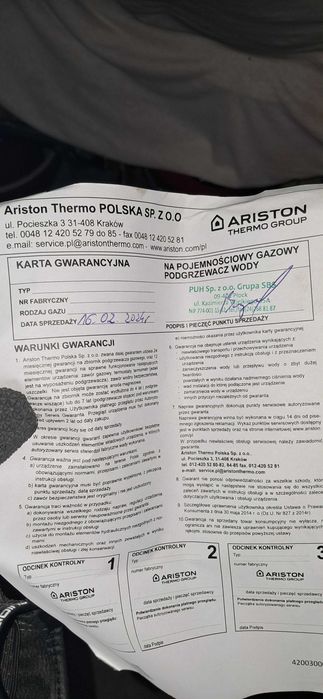 Terma gazowa Ariston