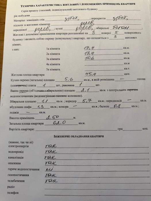 3-х кімнатна квартира у місті Тернівка