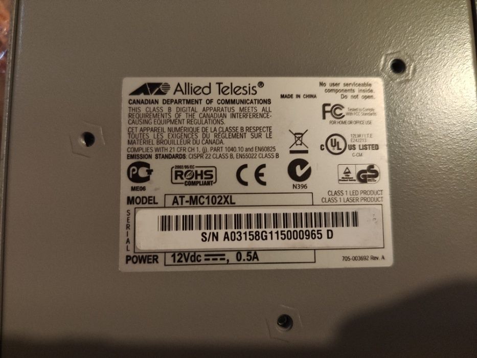 Allied Telesis AT-MC102XL e MGBIC-LC01 Compat. 1,25Gbit/s Multi-mode
