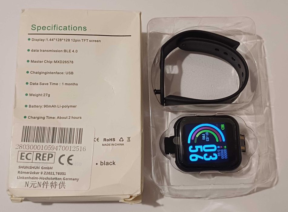 Relógio Smart Watch Desportivo Unisexo Preto