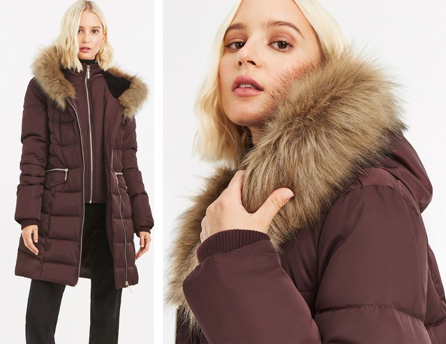 Новий пуховик Oasis XS-S 34-36 куртка довга ХС-С бордовий демі HM