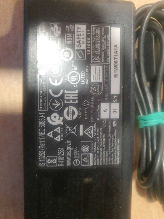 Зарядное ноутбука ACER оригинальное нерабочее. 65 Вт 3.0x1.0 мм