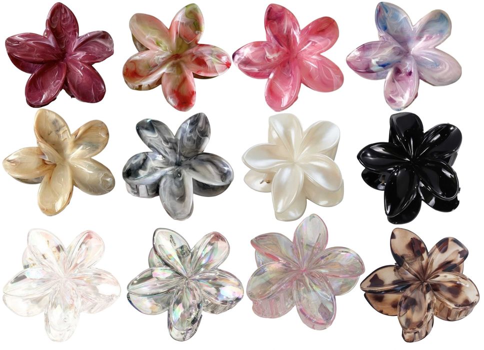 Spinka do Włosów Klamra 8cm Kwiat Kwiatek Lekka do Koka Piękna Perłowa