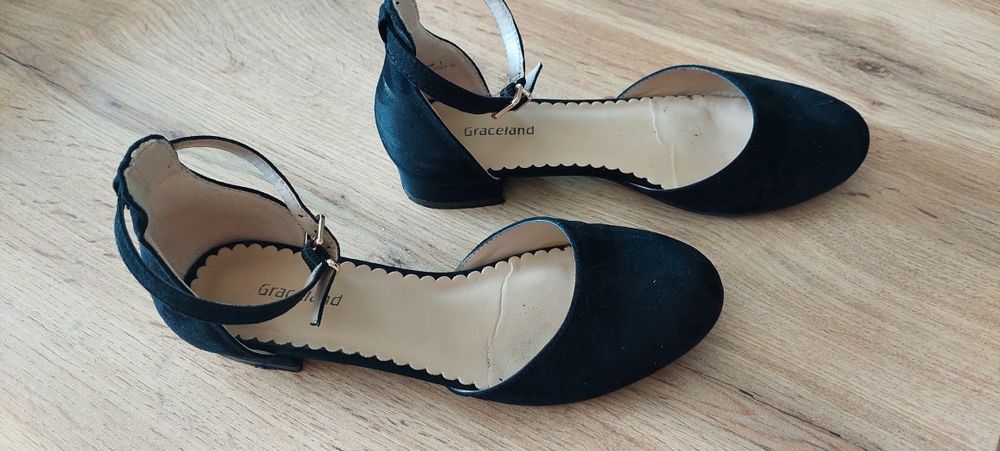 Czarne półbuty baletki jak nowe