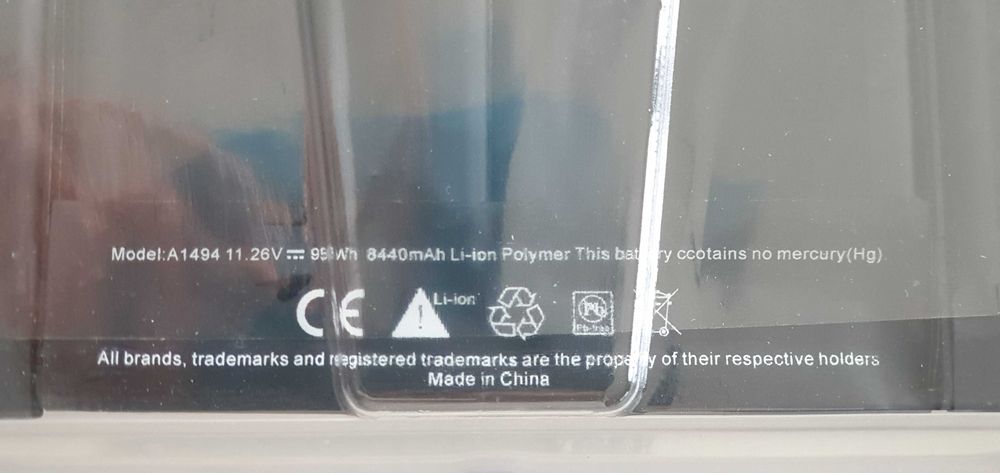 Bateria A1494, para Apple MacBook Pro 15" a1398