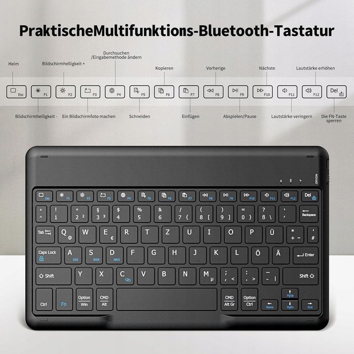 EasyAcc Niemiecka klawiatura Bluetooth, QWERTZ