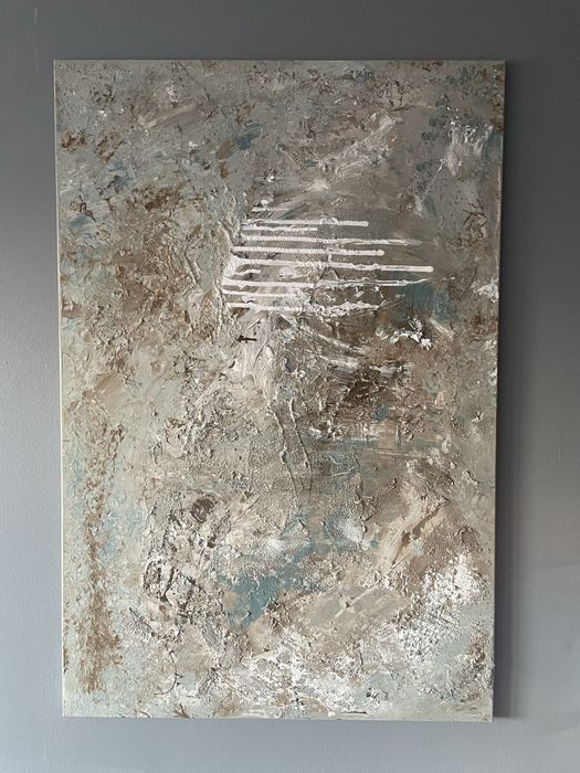 Promo Duży obraz abstrakcja, struktura, w ramie, japandi  „Zew” 120x80