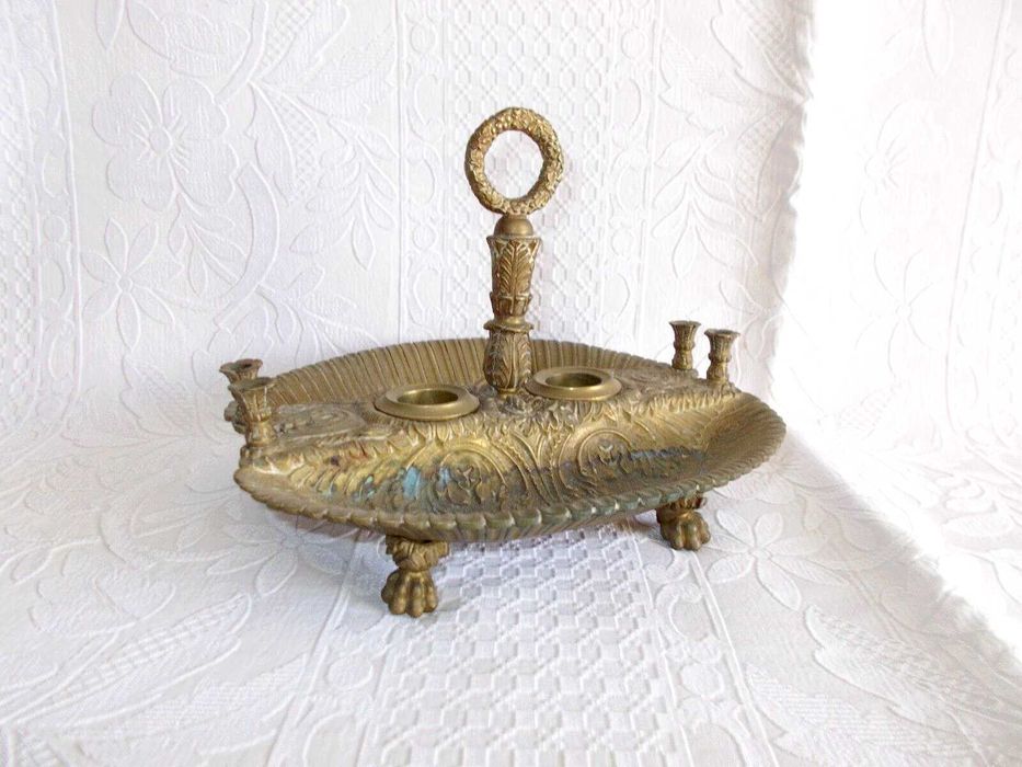 Tinteiro antigo em bronze