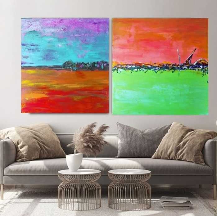 Várias pinturas abstratas em Tela com vários tamanhos, para venda.