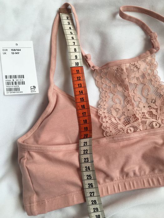 H&M , 158 cm, top, biustonosz,stanik, braletka bez fiszbin, nude róż