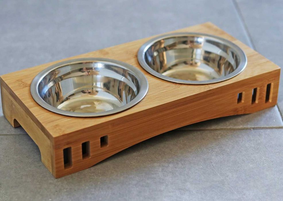 Miska dla kota psa wykonana z bambusa