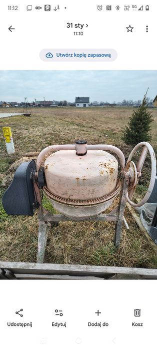 Mieszalnik bębnowy,  betoniarka.