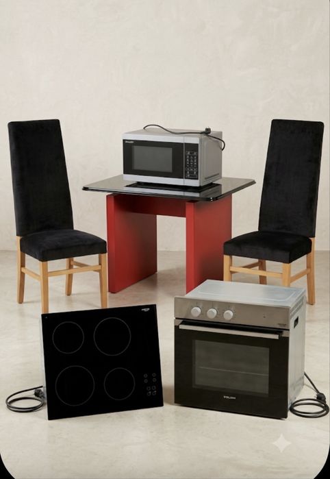 Conjunto Completo de Cozinha e Jantar (Eletrodomésticos + Mesa + 8 Cadeiras) - Oportunidade!