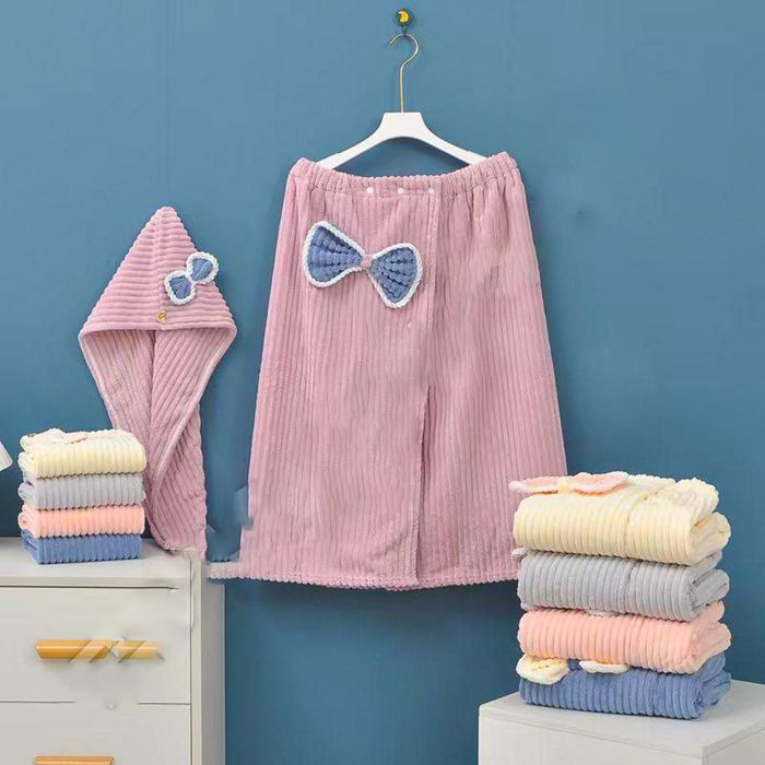 Набір рушник халат жіночий  банний сауна мікрофібра подарунковий