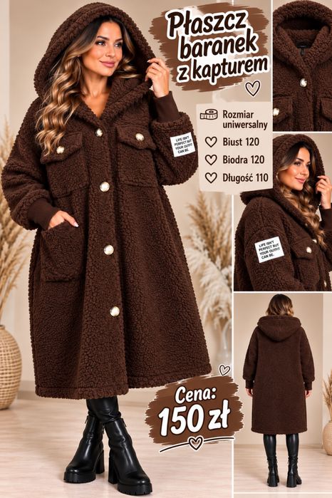 Elegancki baranek plaszczyk biust 120