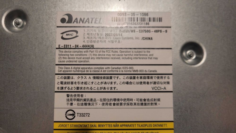 Switch Cisco Catalyst 3750G PoE-48 przełącznik