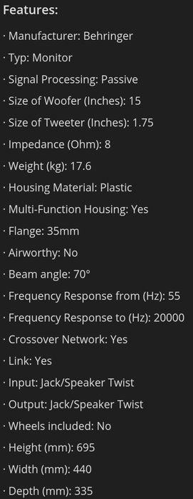 4 x Colunas Behringer Eurolive B215XL