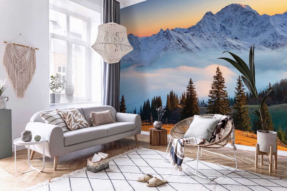 Fototapeta Zima Szczyt Góry Krajobraz 3D Na Twój Własny Rozmiar + KLEJ