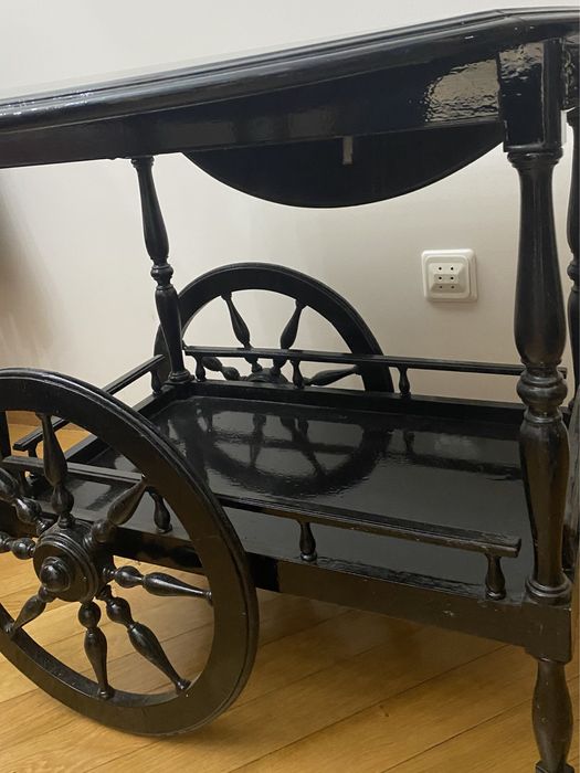 Carrinho de chá/bar preto antigo