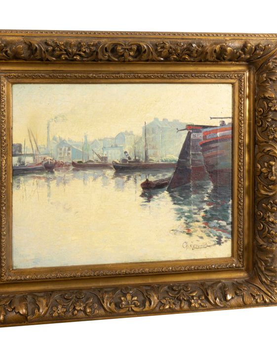 Pintura barcos mar Charles André Villers Impressionismo | século XX