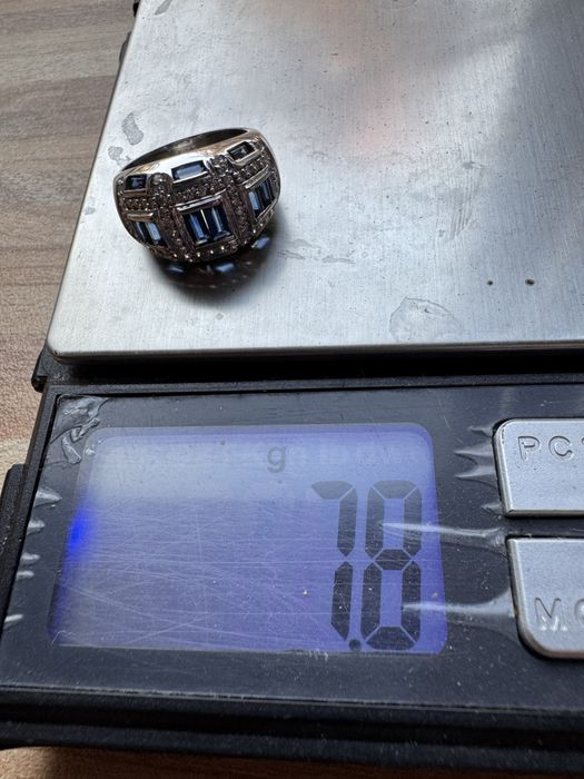Золотое сапфировое кольцо , в белом золоте 585 с бриллиантами