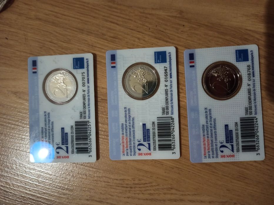 Moeda comemorativa 2 euros França 2020 Pesquisa Médica (Trio)