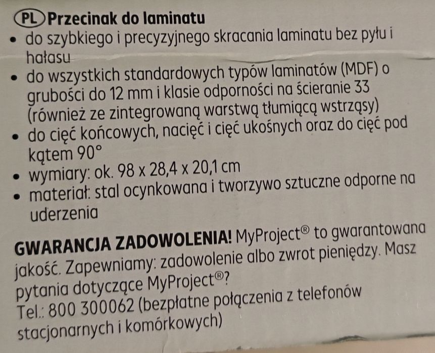 Gilotyna do cięcia paneli podłogowych i laminatu