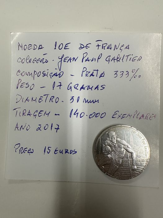Moedas de coleccao em prata de 10 € de Franca