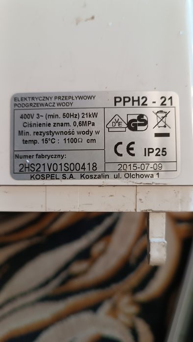 Ogrzewacz wody Kospel 21kw