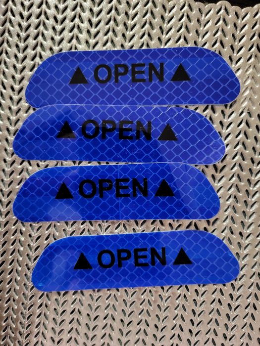 Автомобільна світловідбивна наклейка OPEN 4 шт сині