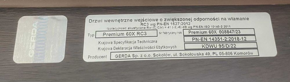 Drzwi wejściowe do mieszkania GERDA PREMIUM 60X RC3 – Promocja!