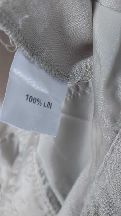 Beżowe szerokie spodnie 100% LEN CAPPUCCINI, R. XL