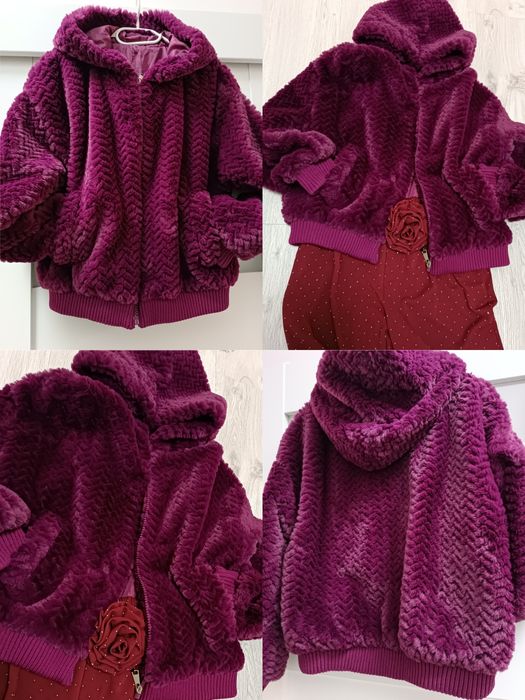 Futerko kurtka futerkowe miś Teddy przejściowa wiosna jesień zima śliw