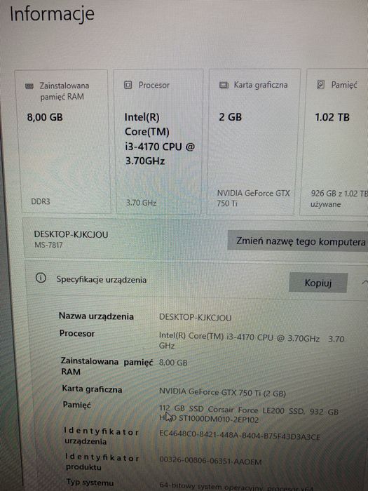 Komputer stacjonarny sprawny