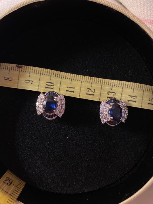 Brincos safiras e diamantes