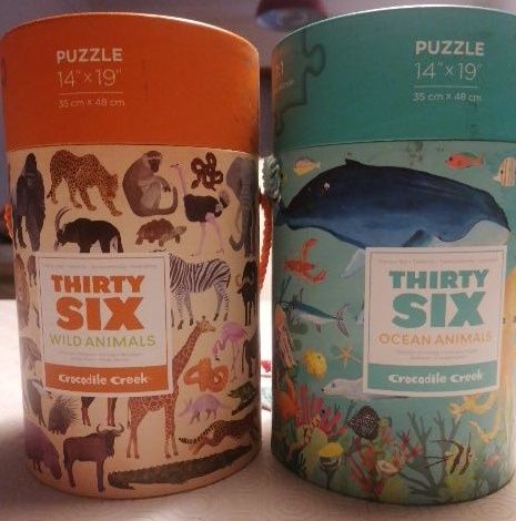 2 Puzzles Crocodile Creek – Wild Animals + Ocean Animals – Completos
