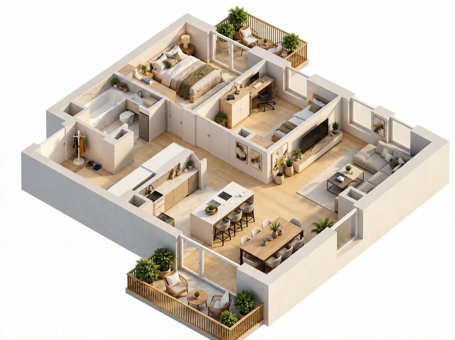 3 pokoje | 67,97 m² | 2 balkony | Kątova Park