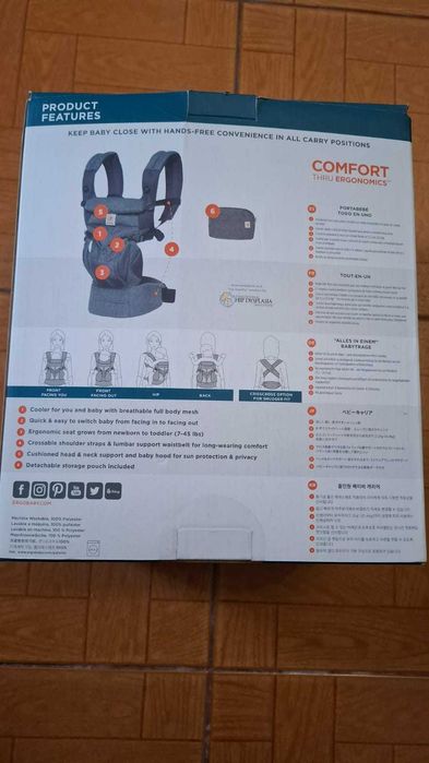 Marsúpio Ergobaby OMNI 360 - caixa e manual instruções