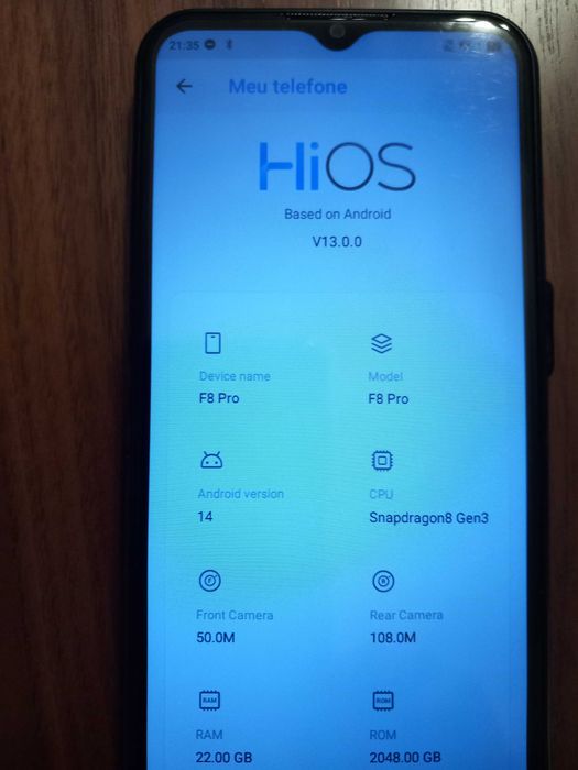 Telemóvel Android HiOS NOVO