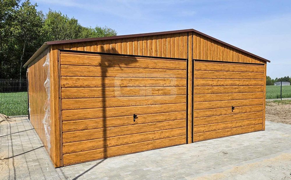 Garaż blaszany 6x6m + wiata 6x1m wolnostojący - 2x brama drzwi GB182
