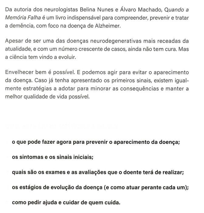 Quando a Memória Falha de Belina Nunes, Álvaro Machado [Portes Grátis]