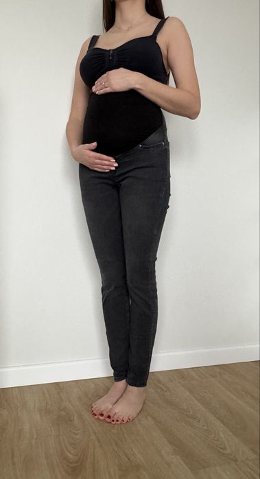Spodnie ciążowe czarne jeansy H&M MAMA r. 34 - nowe bez metki
